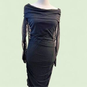 Fashion Nova Black Lace Sleeve Dress